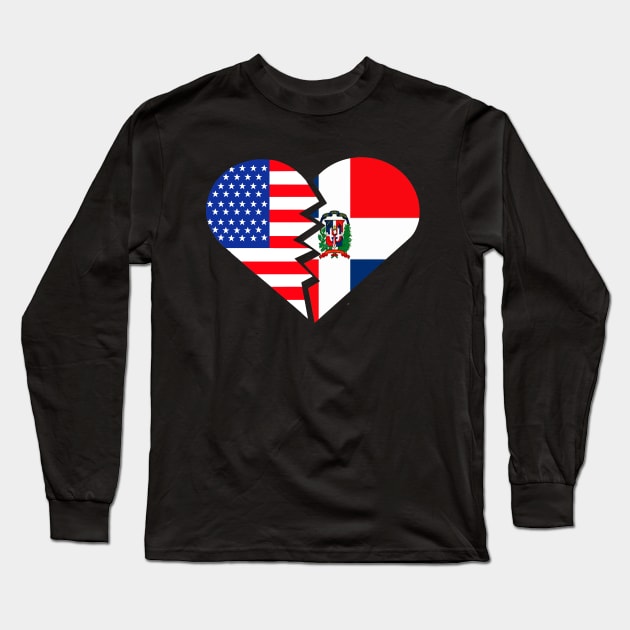 Republica Dominicana USA Flag Heart Spanish Teacher Hispanic Latino Long Sleeve T-Shirt by hispanicworld